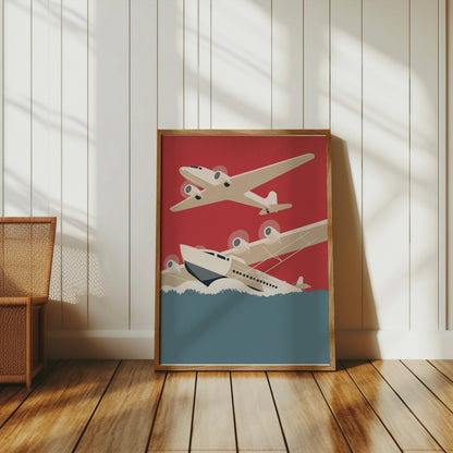 Premium Poster of Vintage Airplanes Art Deco Aviation Travel Theme Posters