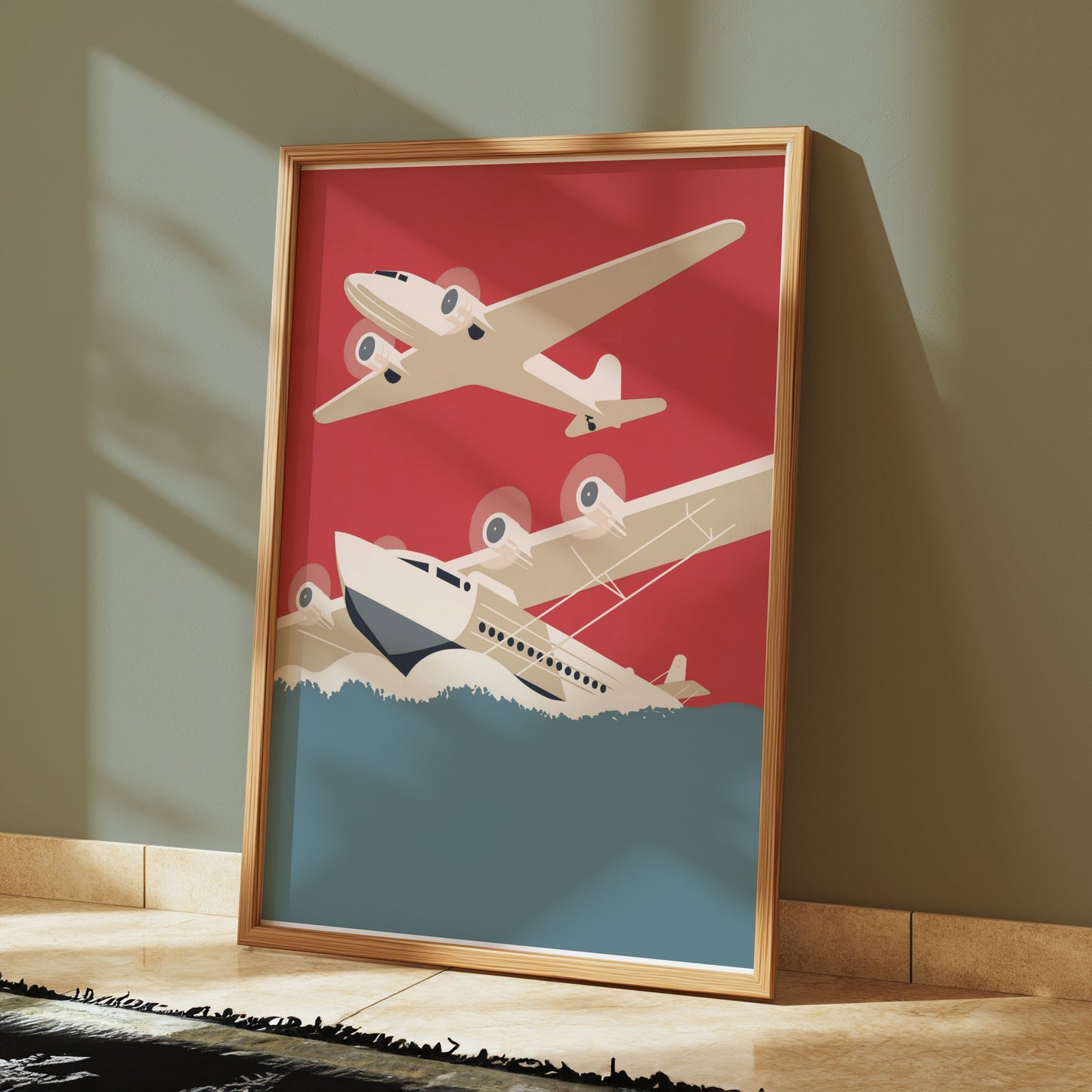 Premium Poster of Vintage Airplanes Art Deco Aviation Travel Theme Posters