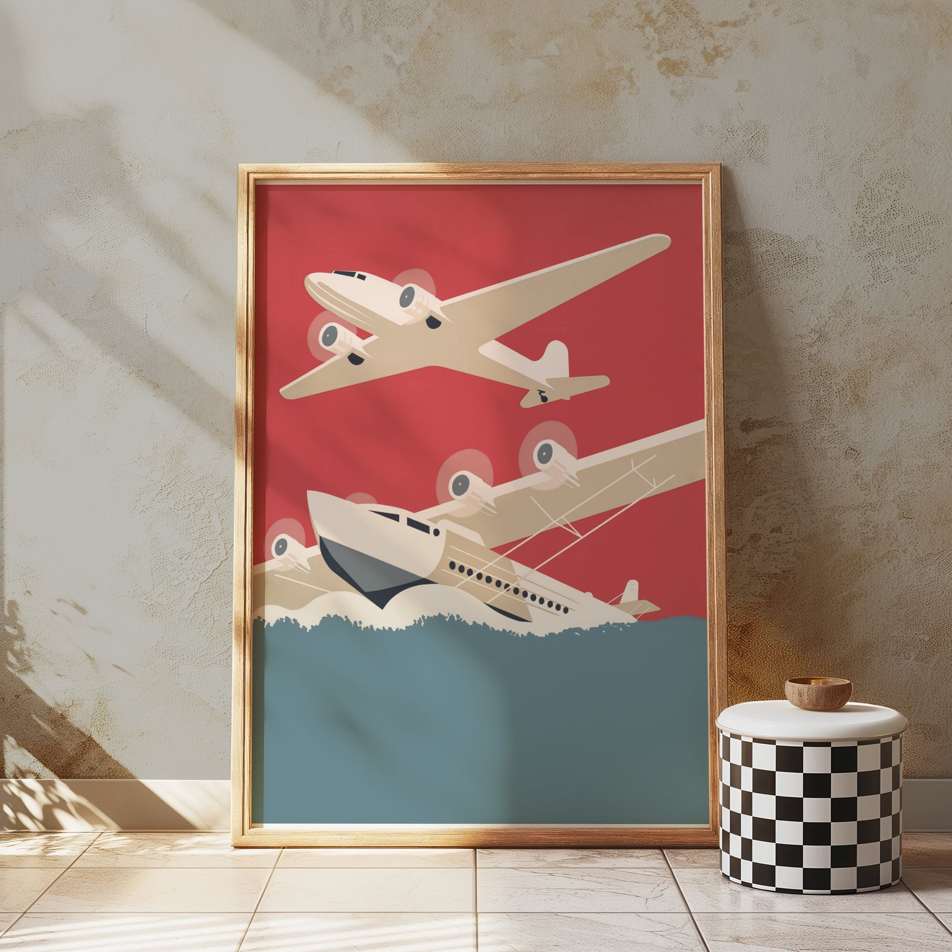 Premium Poster of Vintage Airplanes Art Deco Aviation Travel Theme Posters