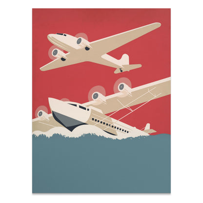 Premium Poster of Vintage Airplanes Art Deco Aviation Travel Theme Posters
