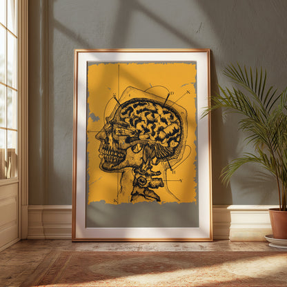 Premium Poster of Vintage Anatomical Drawing of Human Head and Brain Posters