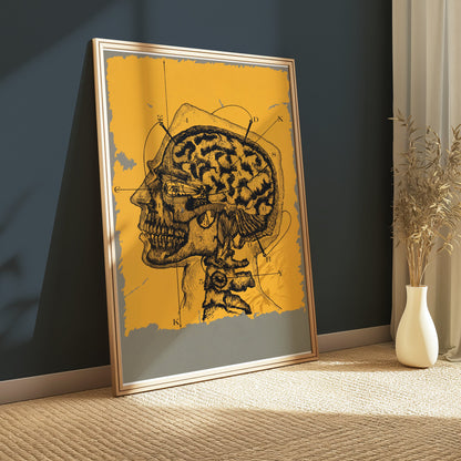 Premium Poster of Vintage Anatomical Drawing of Human Head and Brain Posters