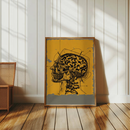 Premium Poster of Vintage Anatomical Drawing of Human Head and Brain Posters