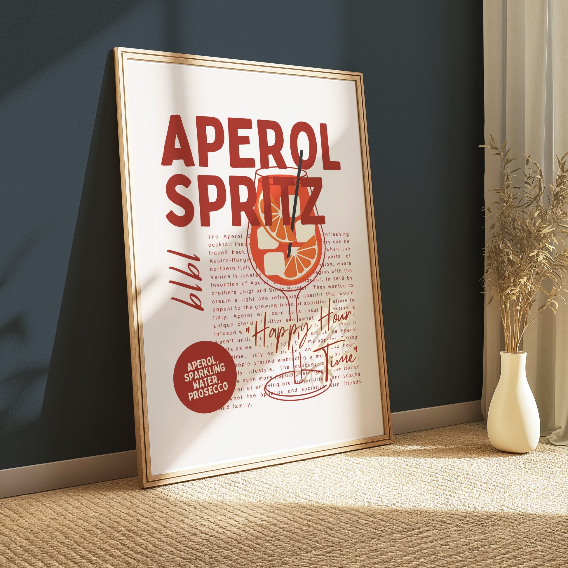 Premium Poster of Vintage Aperol Spritz Happy Hour Posters