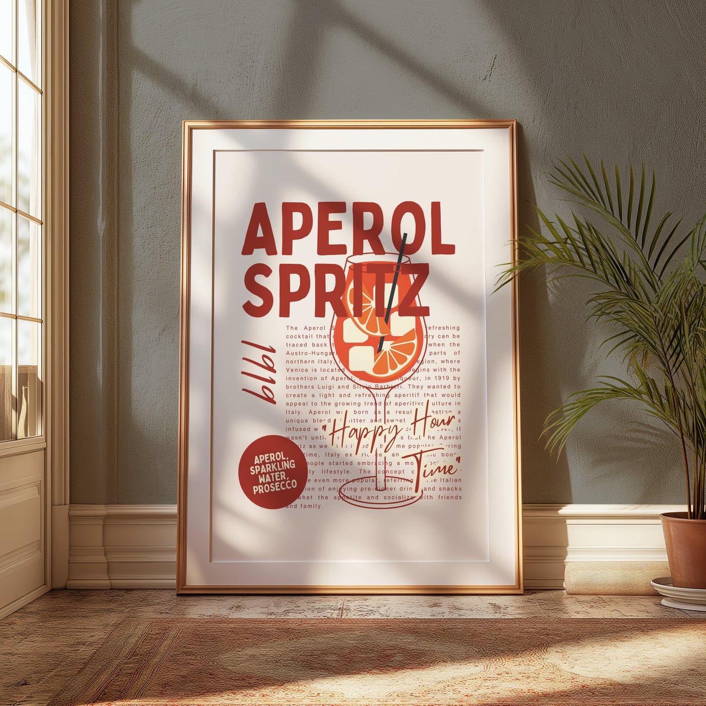 Premium Poster of Vintage Aperol Spritz Happy Hour Posters