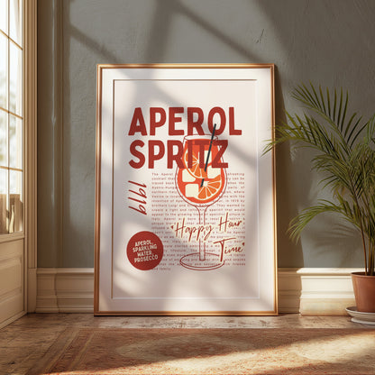 Premium Poster of Vintage Aperol Spritz Happy Hour Posters