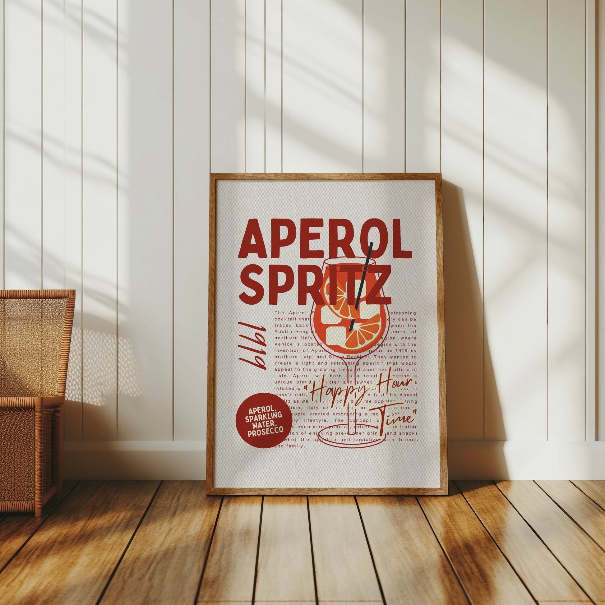 Premium Poster of Vintage Aperol Spritz Happy Hour Posters