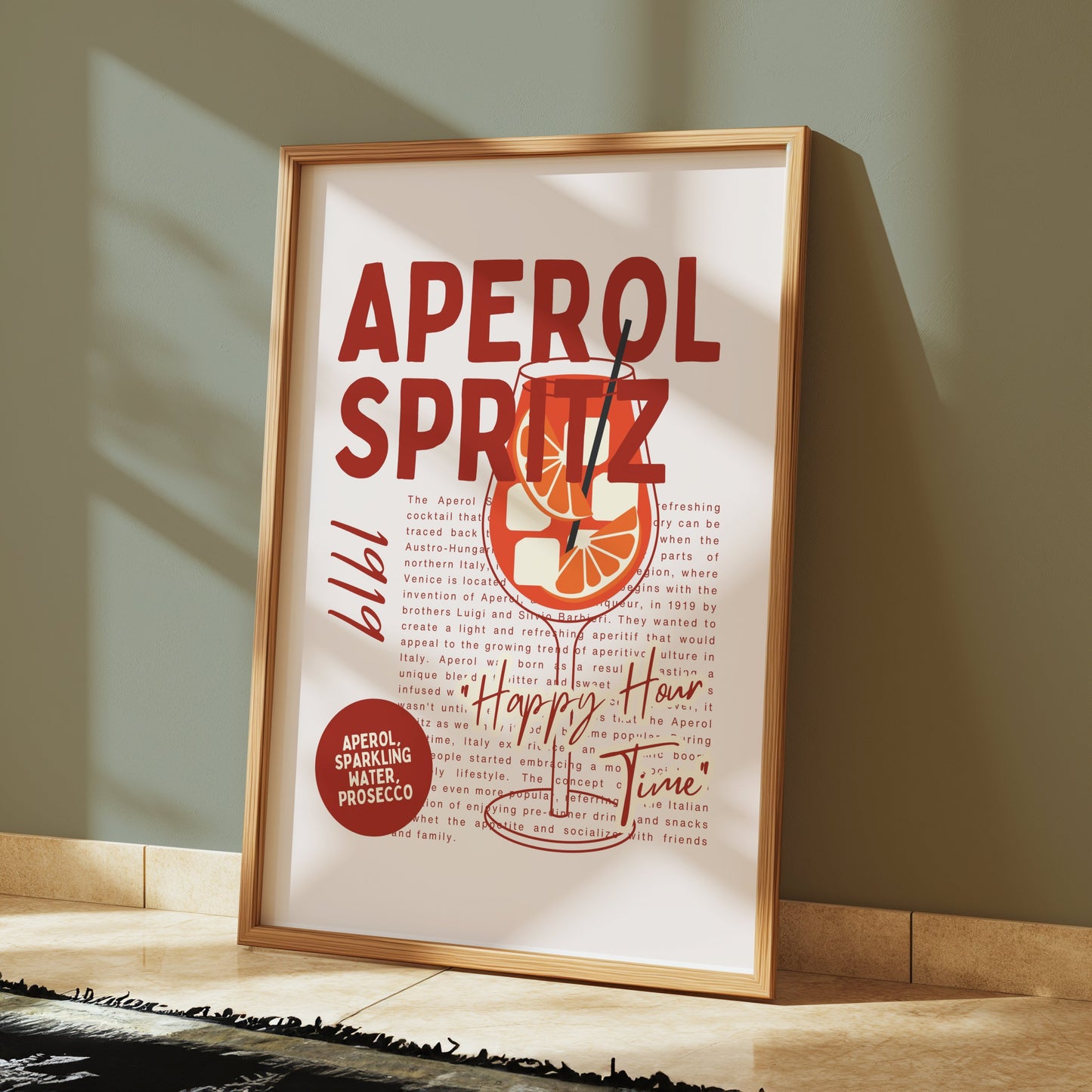 Premium Poster of Vintage Aperol Spritz Happy Hour Posters