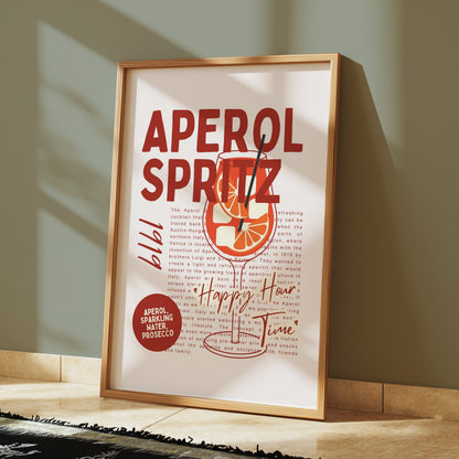 Premium Poster of Vintage Aperol Spritz Happy Hour Posters