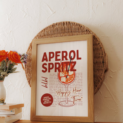 Premium Poster of Vintage Aperol Spritz Happy Hour Posters