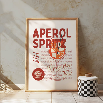 Premium Poster of Vintage Aperol Spritz Happy Hour Posters