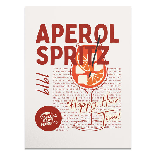 Premium Poster of Vintage Aperol Spritz Happy Hour Posters