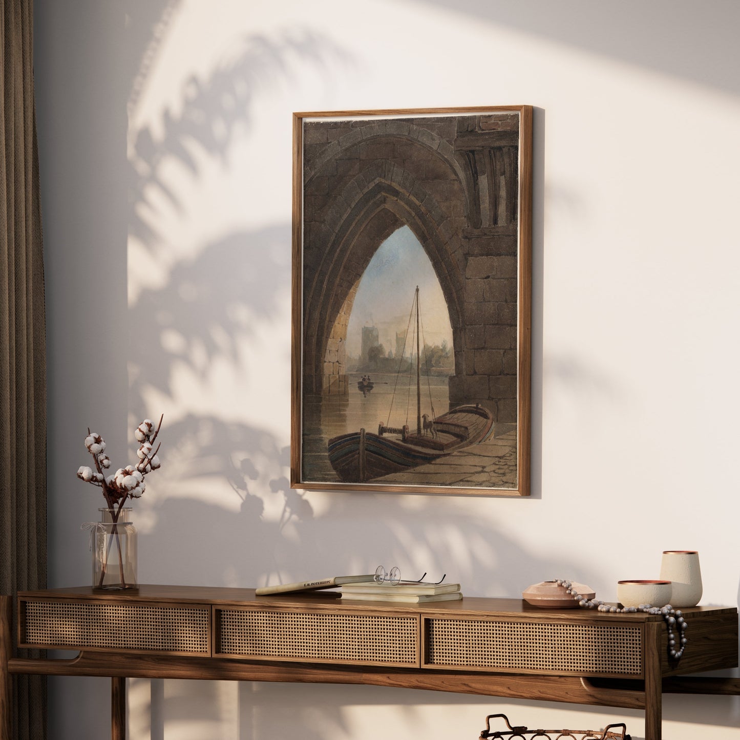 Premium Poster of Vintage Archway Boating Scene Artistic Wall Posters