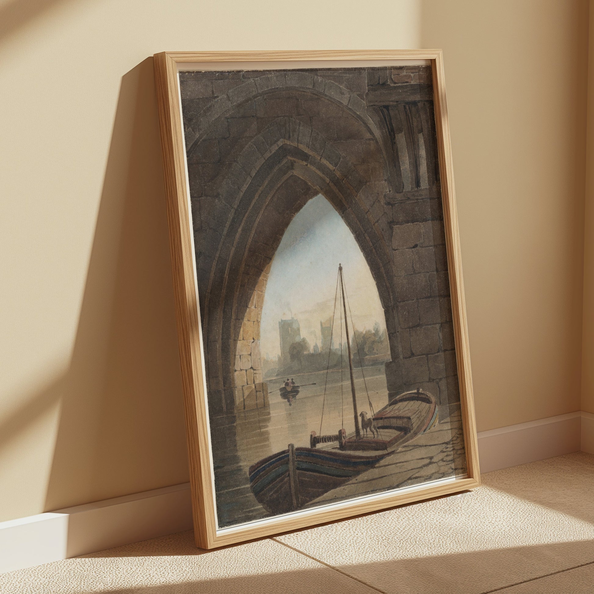 Premium Poster of Vintage Archway Boating Scene Artistic Wall Posters