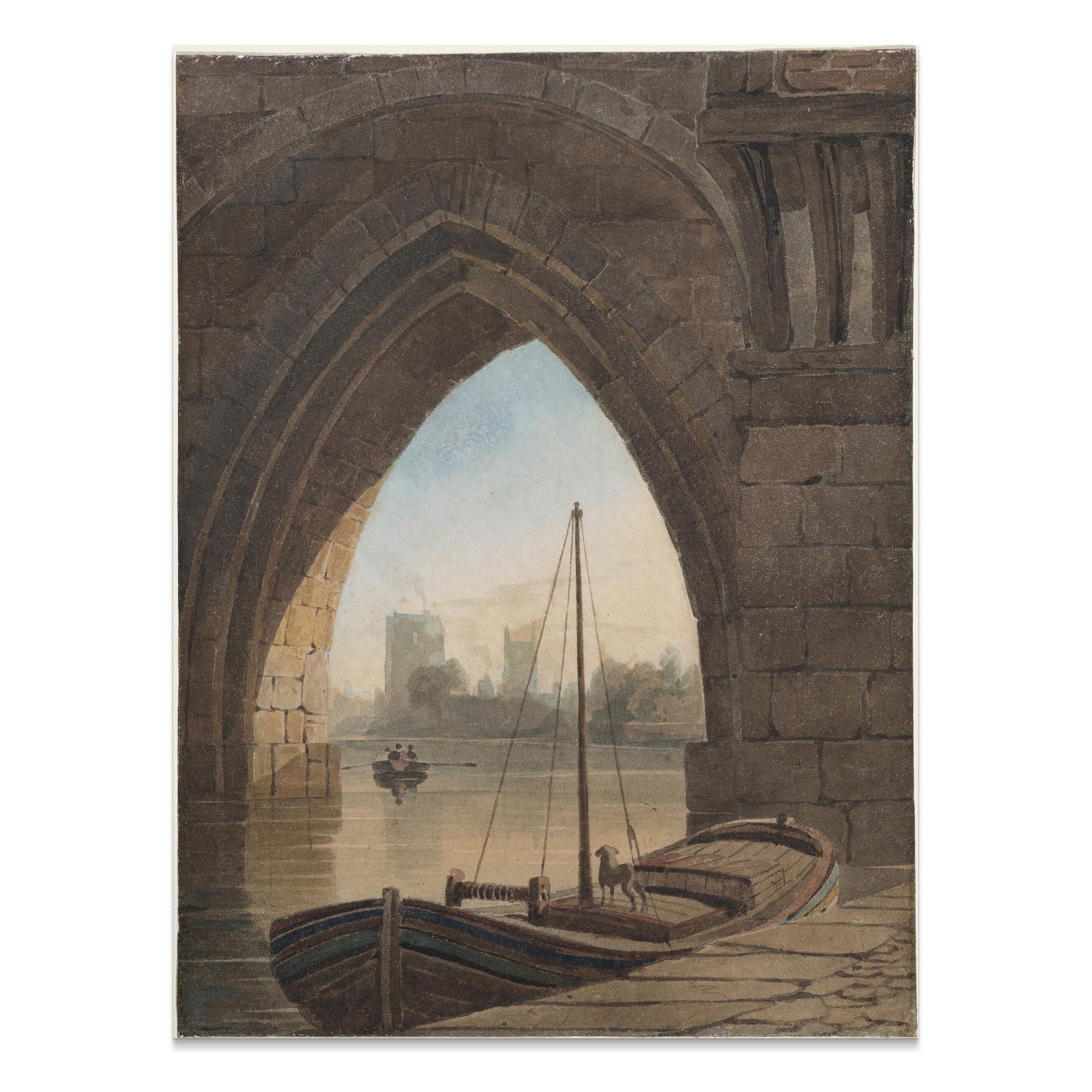 Premium Poster of Vintage Archway Boating Scene Artistic Wall Posters
