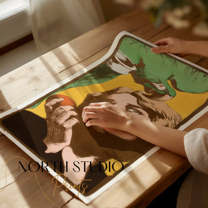 Premium Poster of Vintage Art Nouveau Style Woman with Parrot Posters