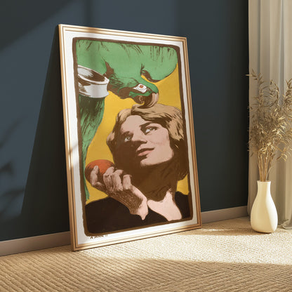Premium Poster of Vintage Art Nouveau Style Woman with Parrot Posters