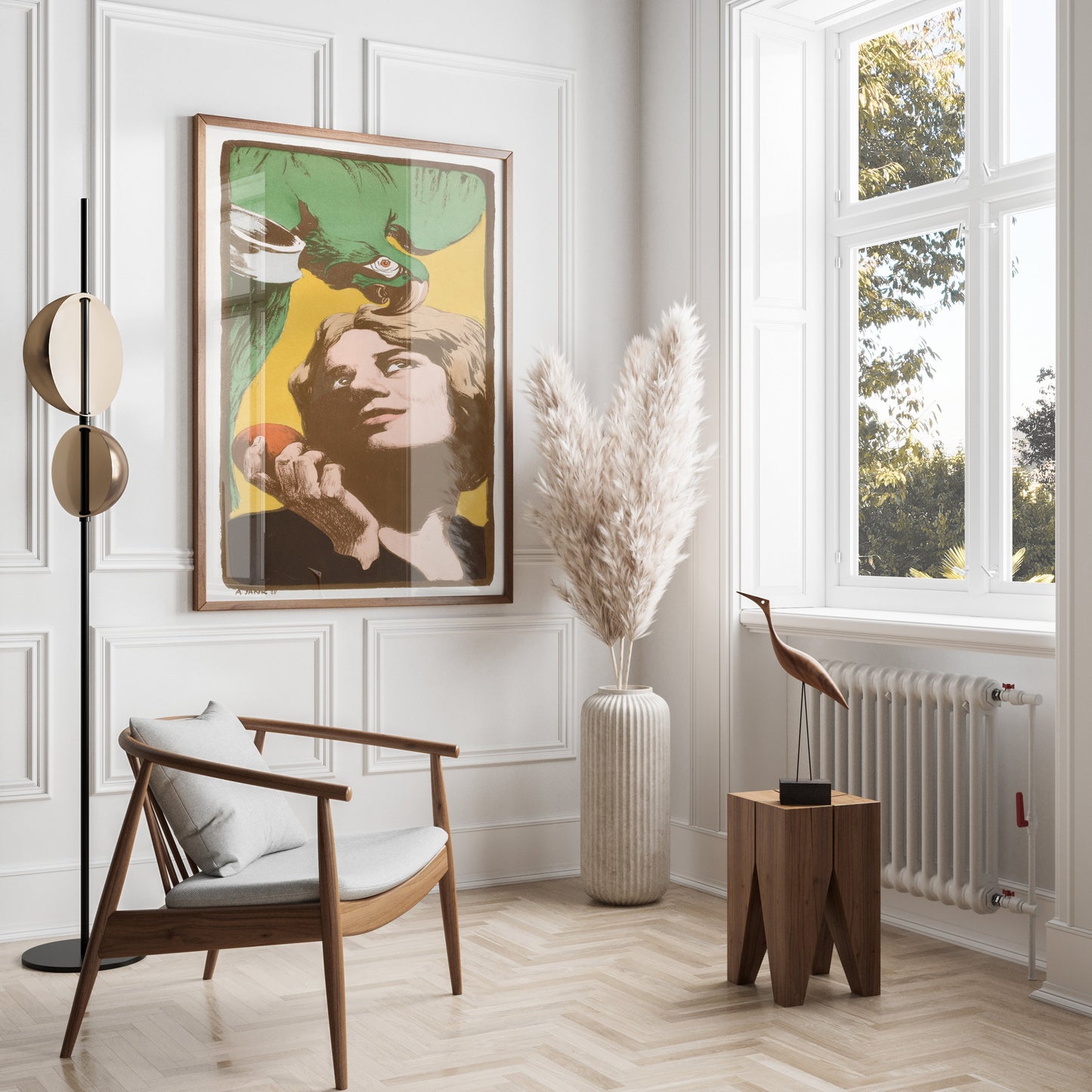 Premium Poster of Vintage Art Nouveau Style Woman with Parrot Posters