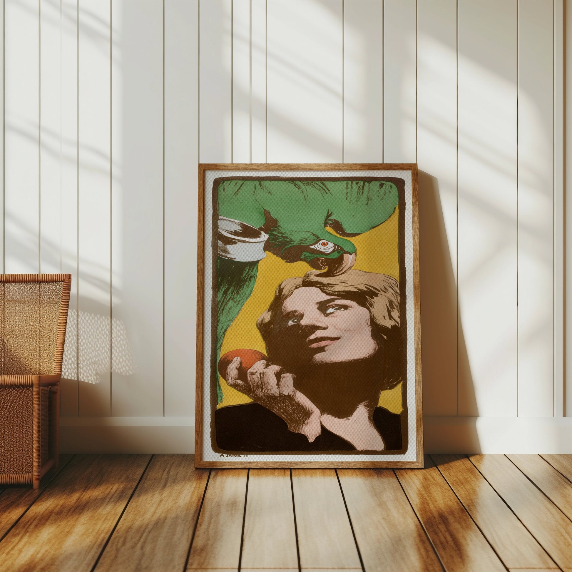 Premium Poster of Vintage Art Nouveau Style Woman with Parrot Posters