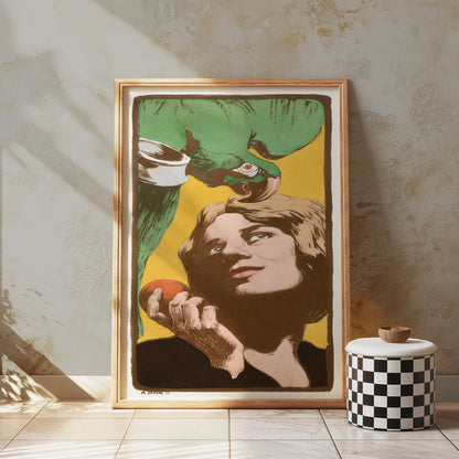 Premium Poster of Vintage Art Nouveau Style Woman with Parrot Posters