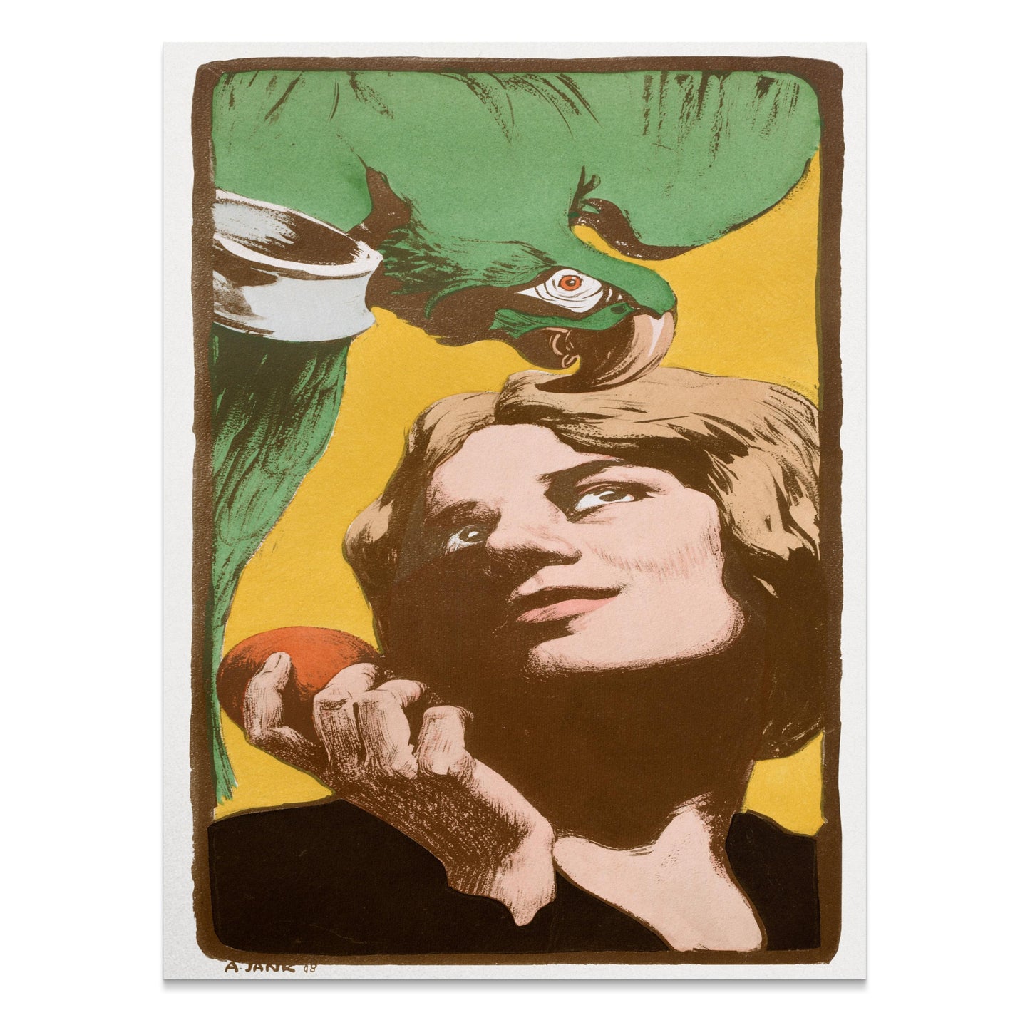 Premium Poster of Vintage Art Nouveau Style Woman with Parrot Posters