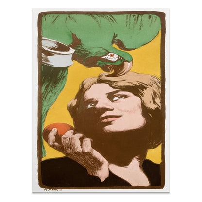 Premium Poster of Vintage Art Nouveau Style Woman with Parrot Posters