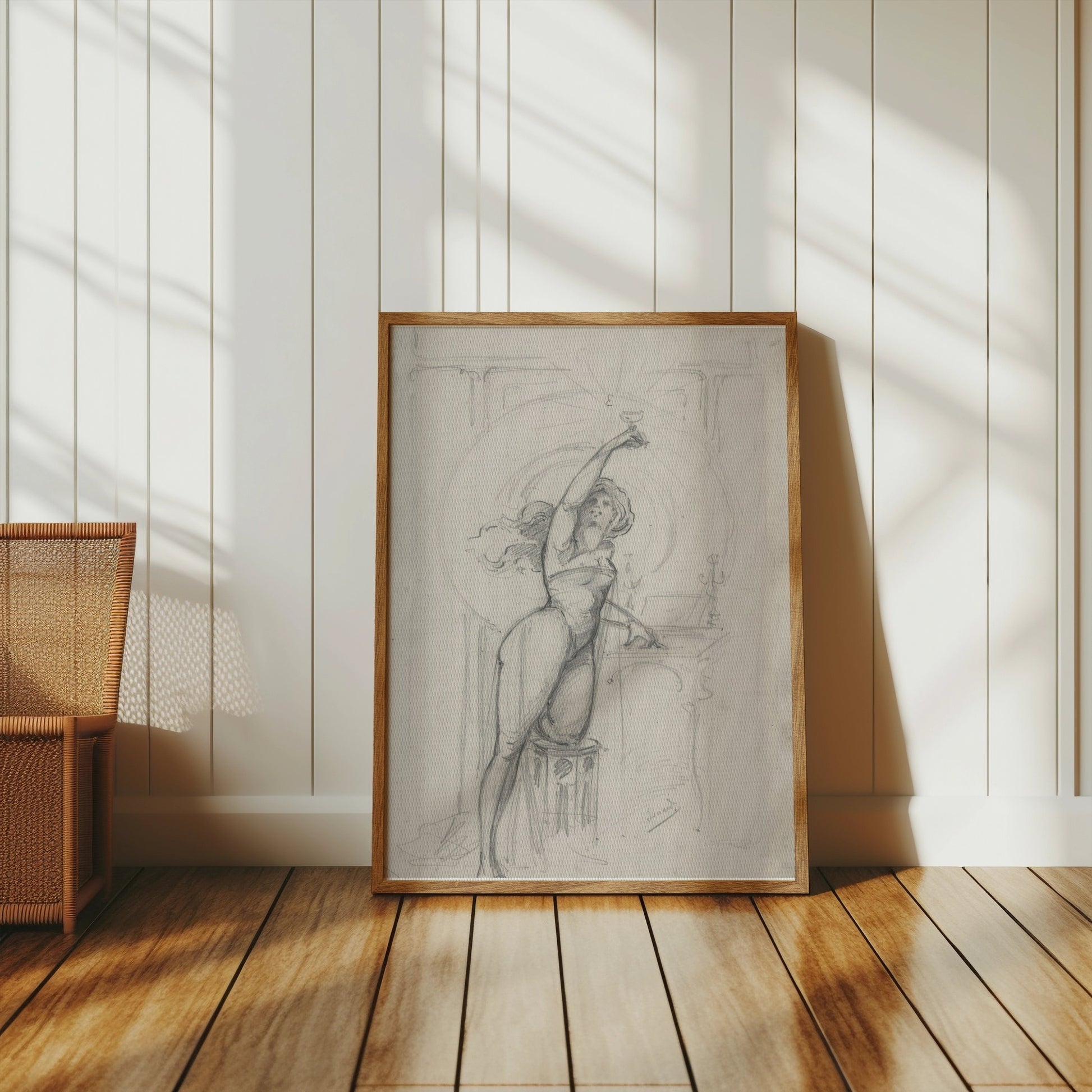 Premium Poster of Vintage Art Nouveau Woman Reaching Up Posters