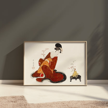 Premium Poster of Vintage Art of Woman in Kimono Japanese Collection Posters