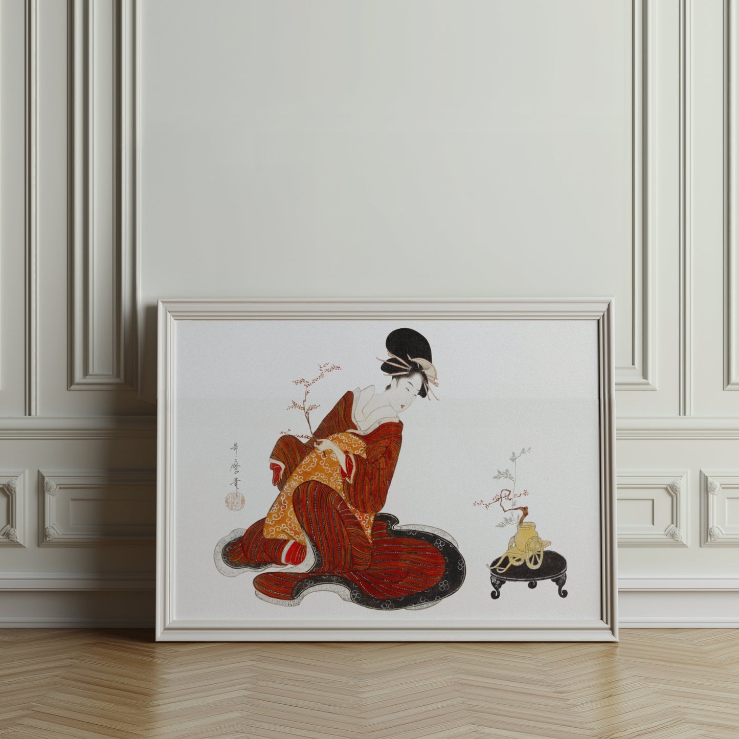 Premium Poster of Vintage Art of Woman in Kimono Japanese Collection Posters