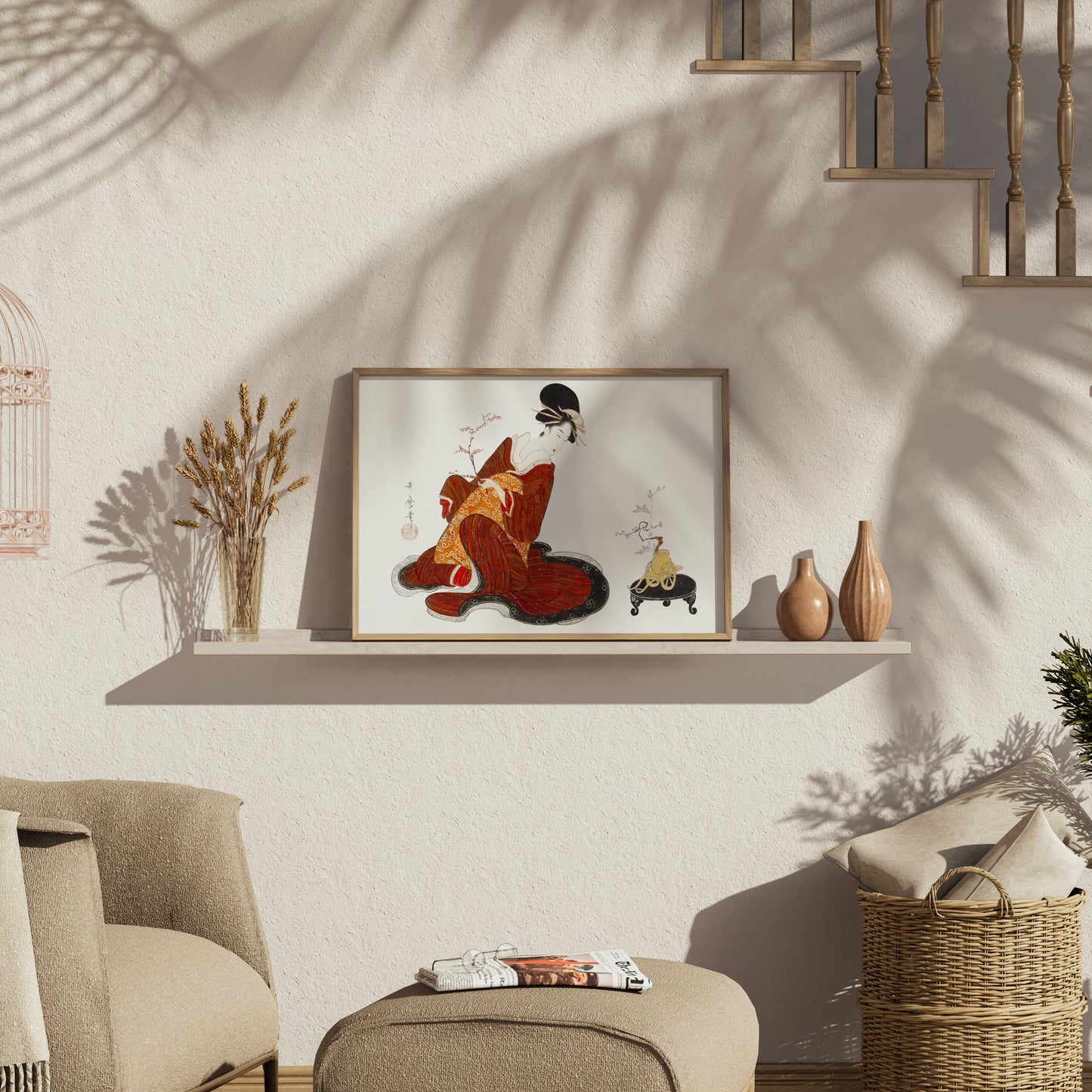 Premium Poster of Vintage Art of Woman in Kimono Japanese Collection Posters