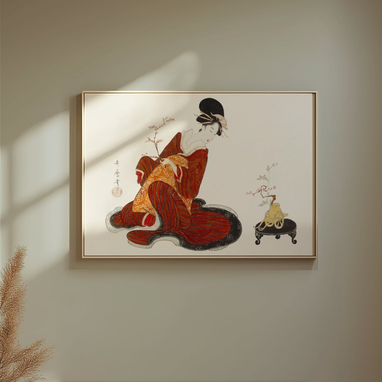 Premium Poster of Vintage Art of Woman in Kimono Japanese Collection Posters