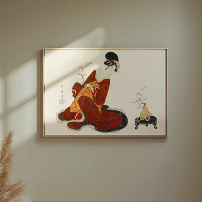 Premium Poster of Vintage Art of Woman in Kimono Japanese Collection Posters