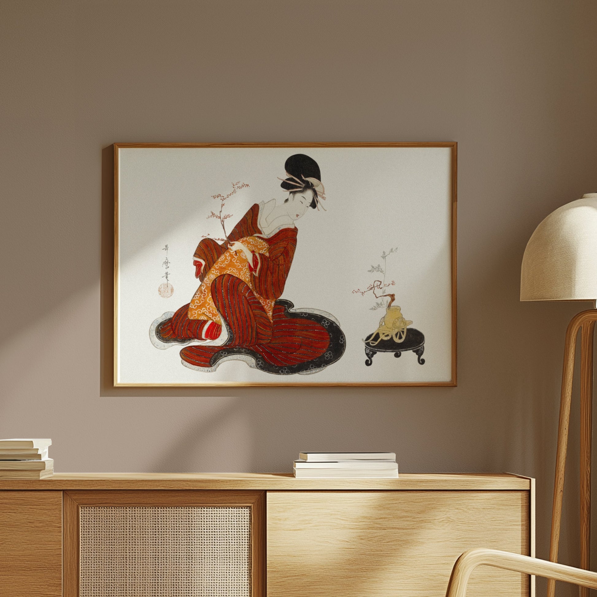 Premium Poster of Vintage Art of Woman in Kimono Japanese Collection Posters