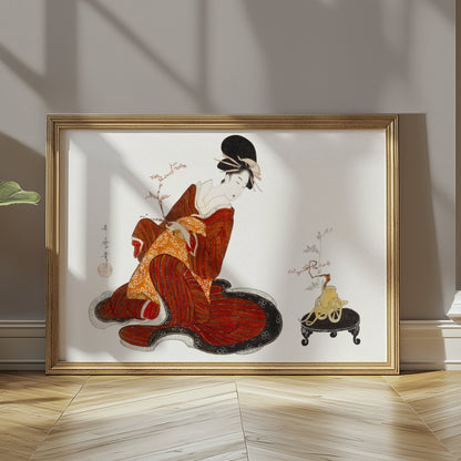 Premium Poster of Vintage Art of Woman in Kimono Japanese Collection Posters