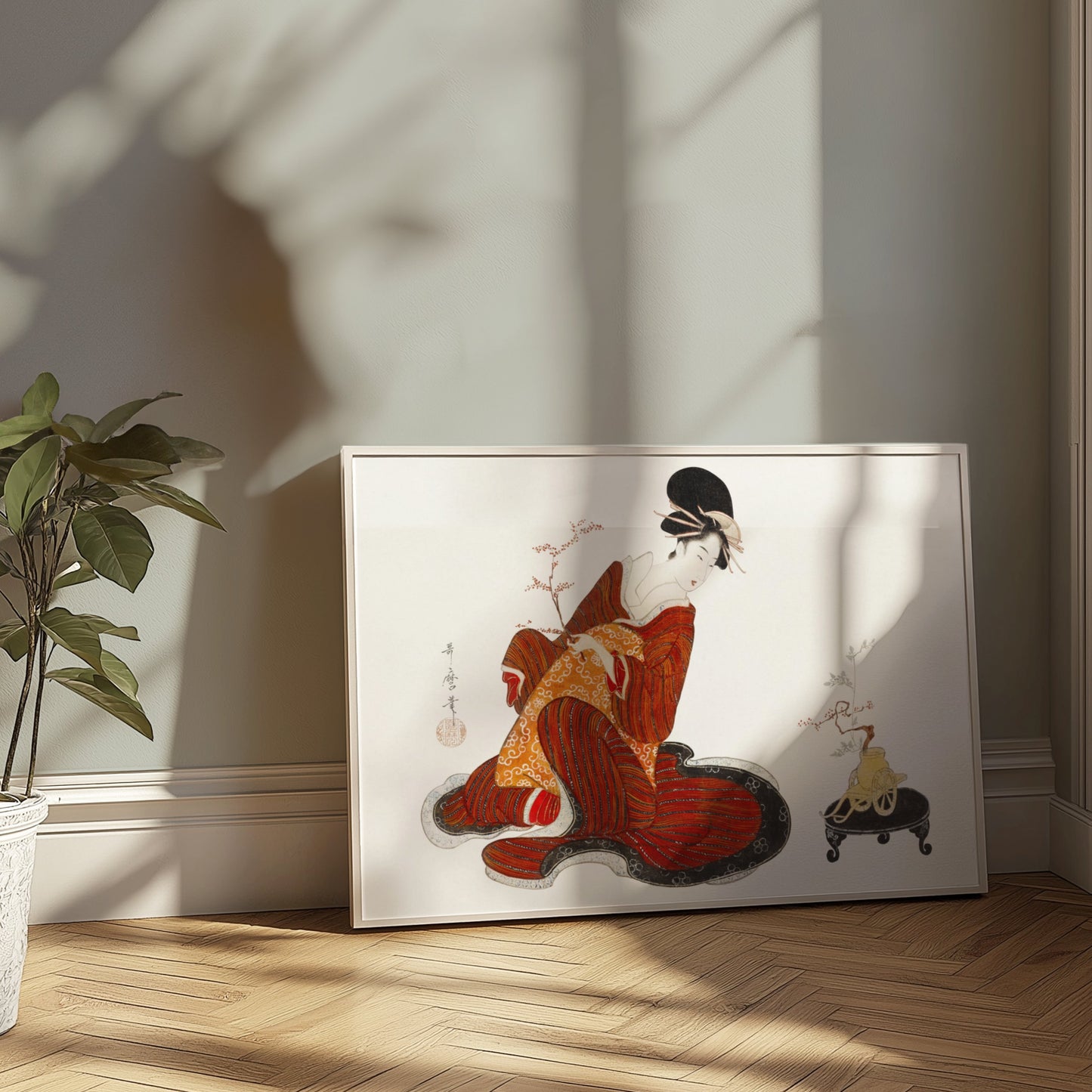 Premium Poster of Vintage Art of Woman in Kimono Japanese Collection Posters