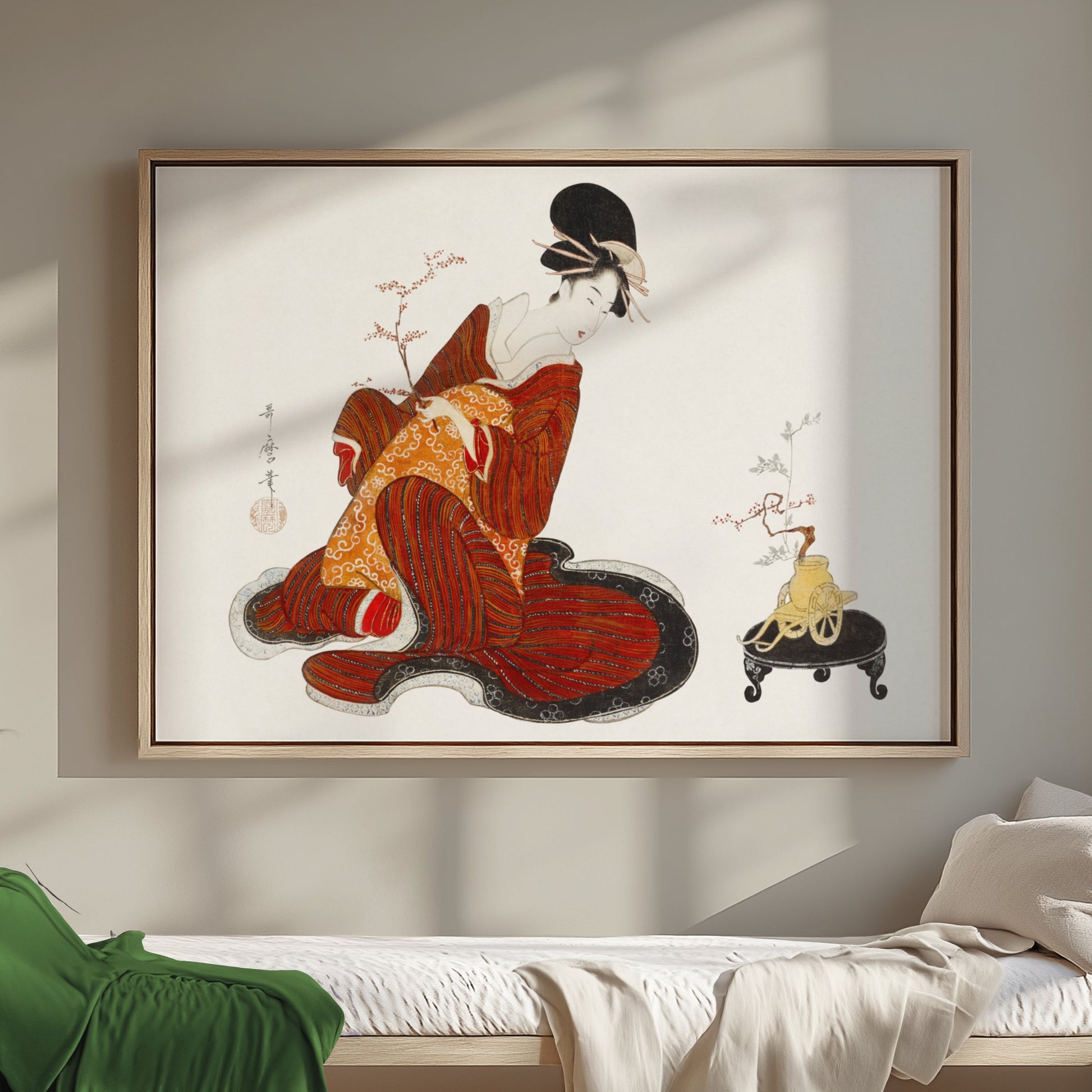 Premium Poster of Vintage Art of Woman in Kimono Japanese Collection Posters