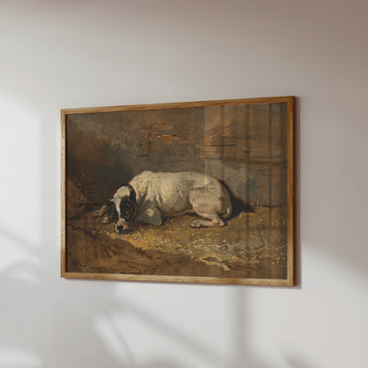 Premium Poster of Vintage Artwork Depicting a Resting Dog on Posters