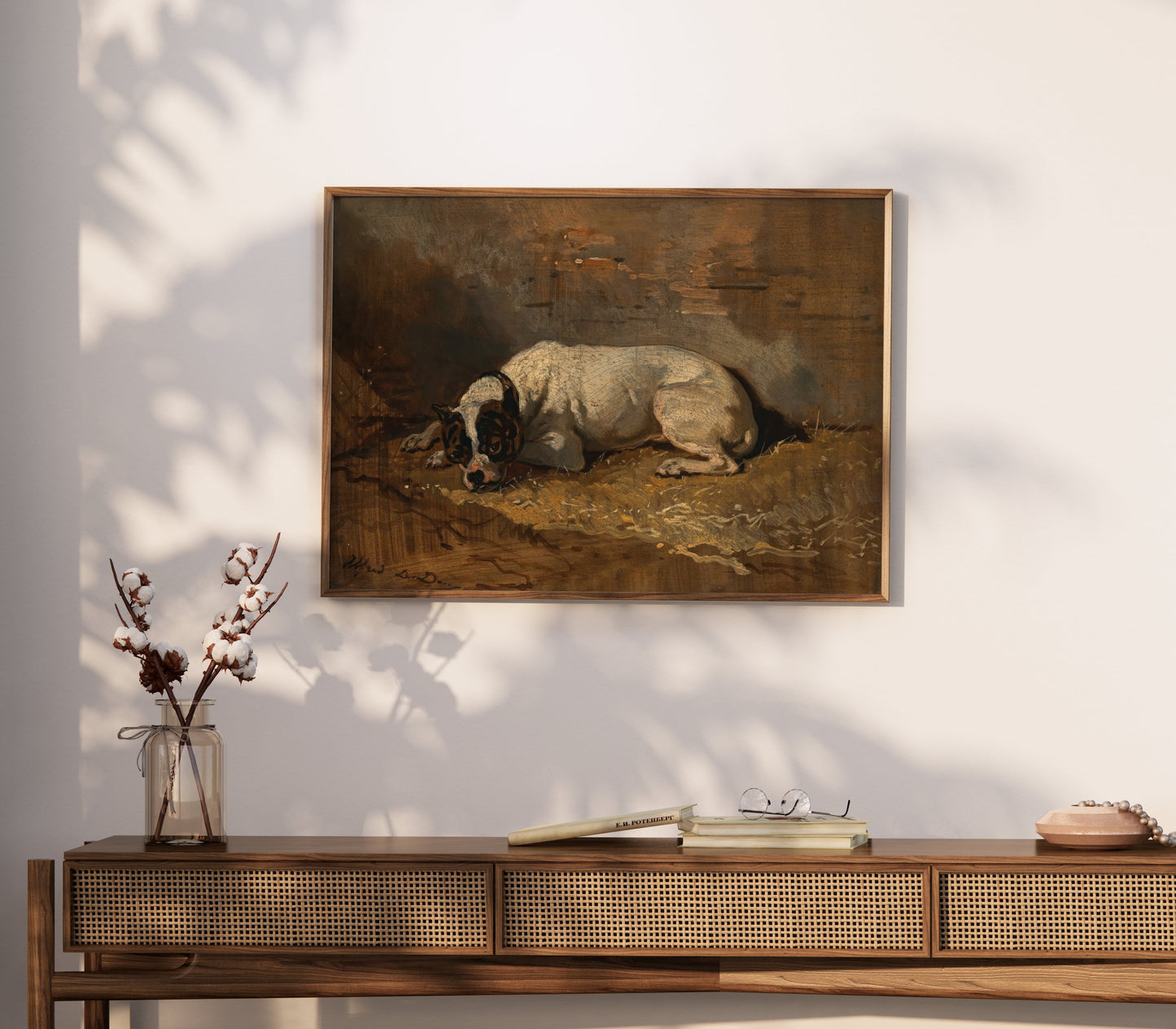 Premium Poster of Vintage Artwork Depicting a Resting Dog on Posters