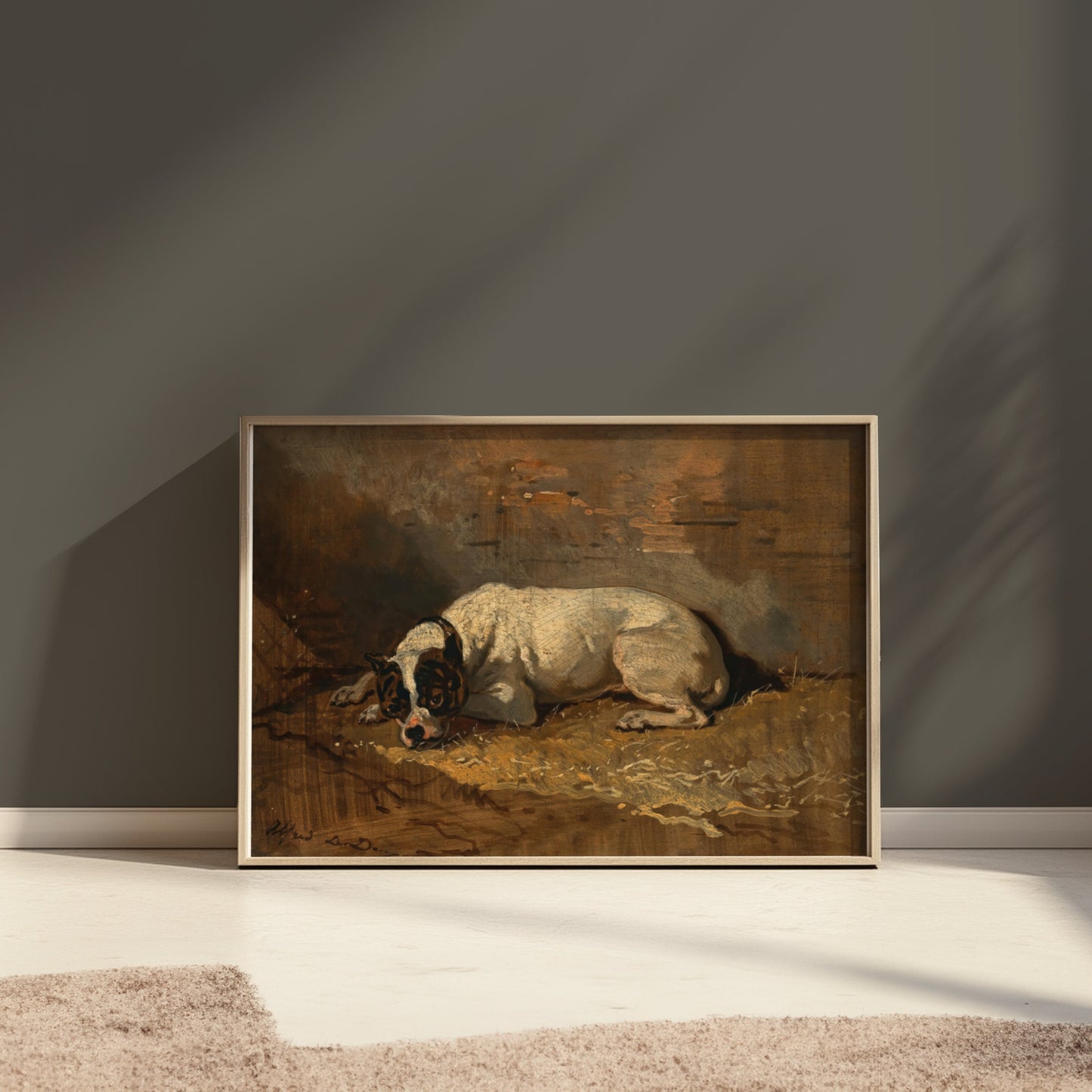 Premium Poster of Vintage Artwork Depicting a Resting Dog on Posters