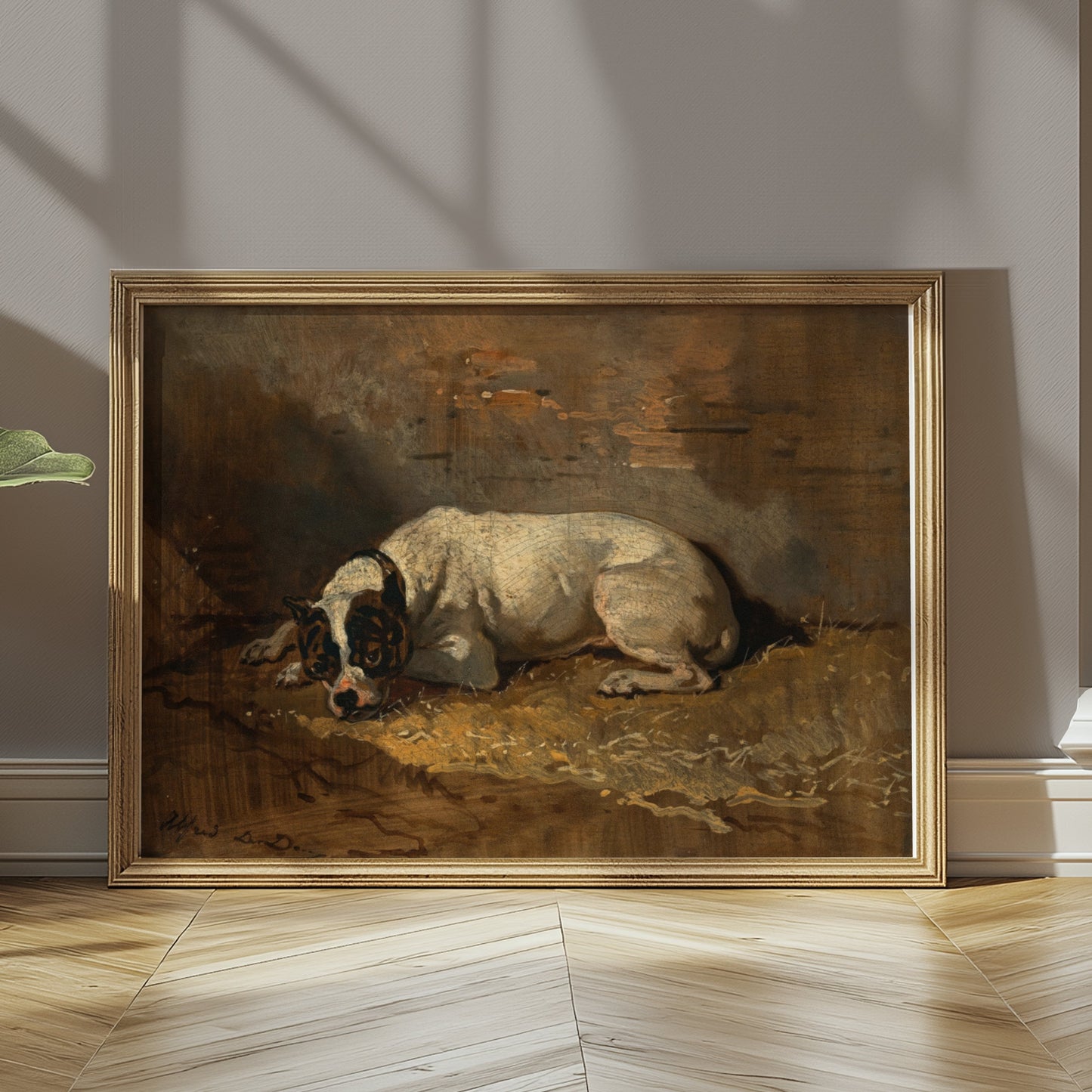 Premium Poster of Vintage Artwork Depicting a Resting Dog on Posters