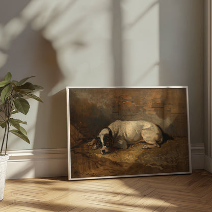 Premium Poster of Vintage Artwork Depicting a Resting Dog on Posters