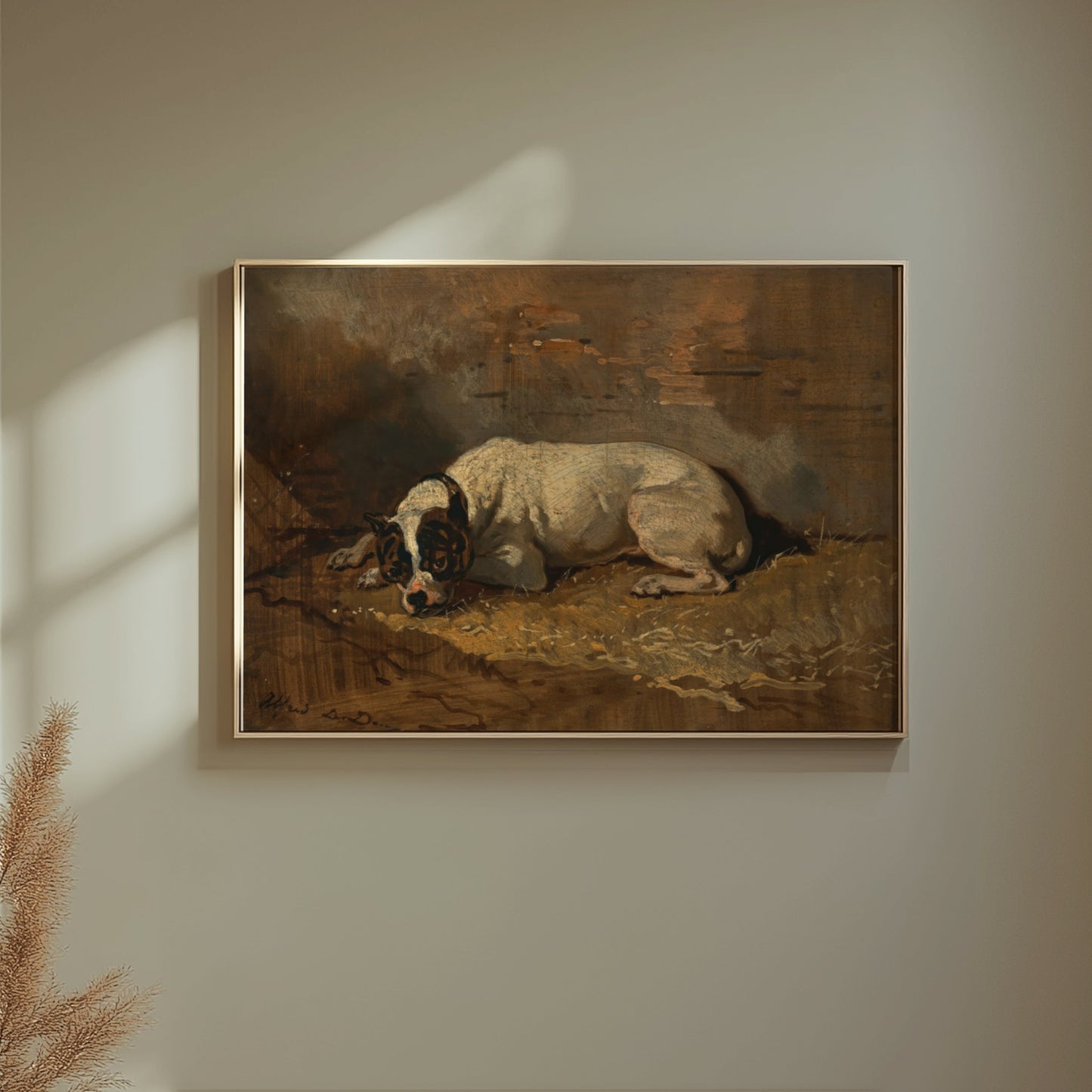 Premium Poster of Vintage Artwork Depicting a Resting Dog on Posters