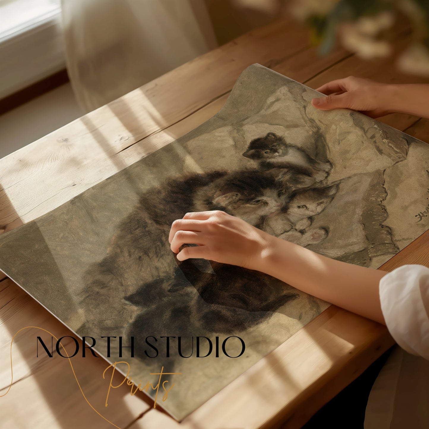 Premium Poster of Vintage Artwork of Cats with Kittens from 1901 Posters