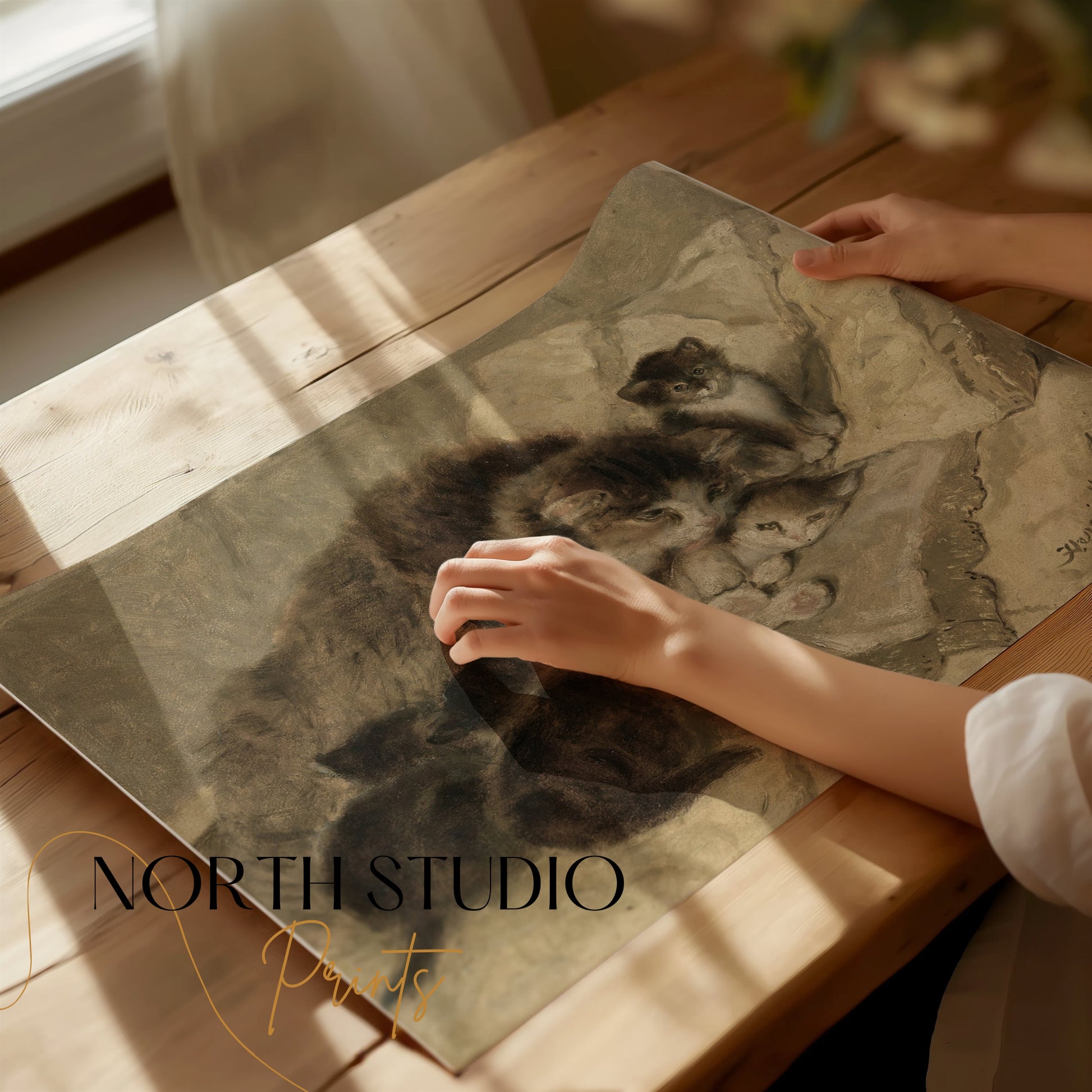 Premium Poster of Vintage Artwork of Cats with Kittens from 1901 Posters