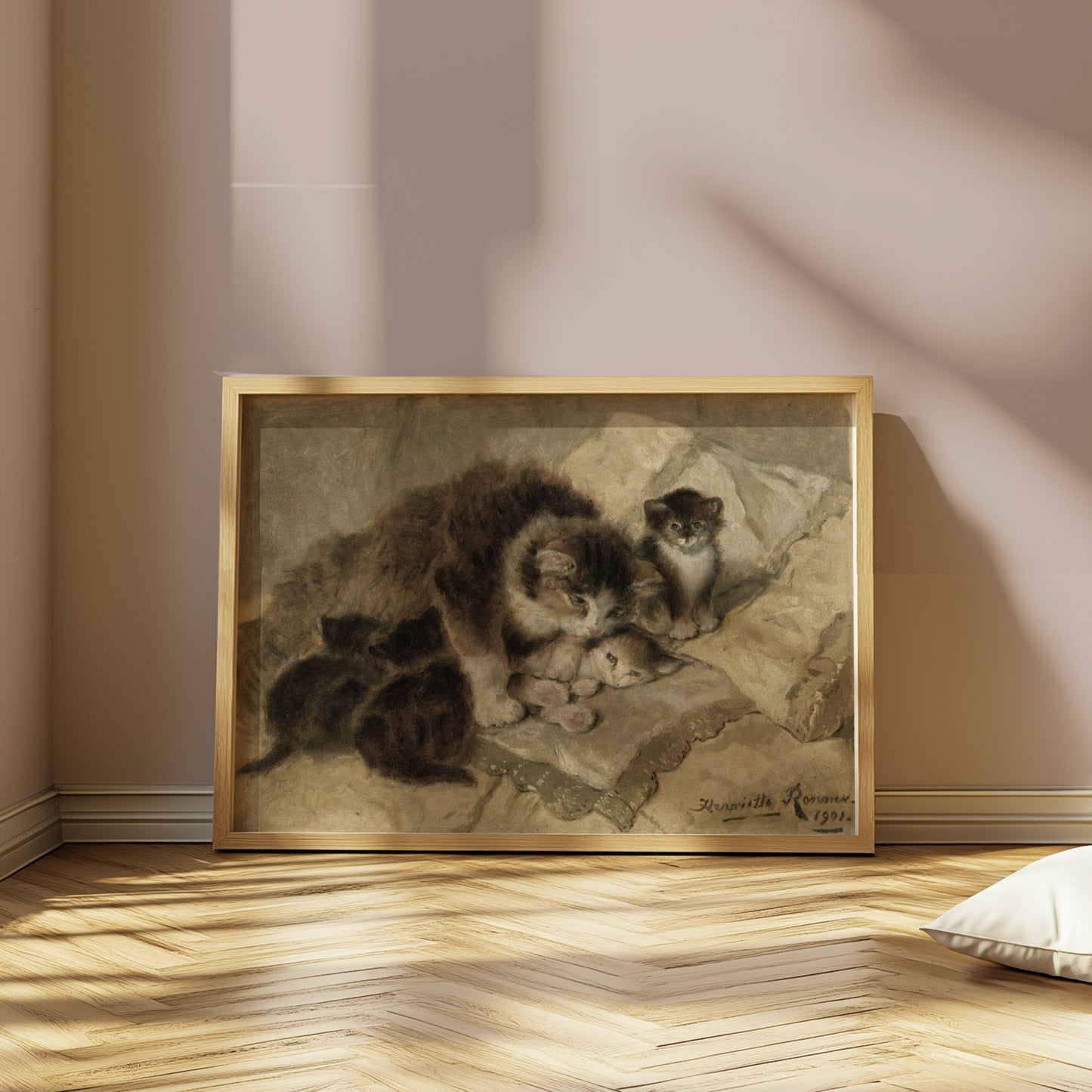 Premium Poster of Vintage Artwork of Cats with Kittens from 1901 Posters