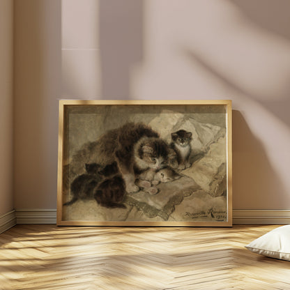 Premium Poster of Vintage Artwork of Cats with Kittens from 1901 Posters