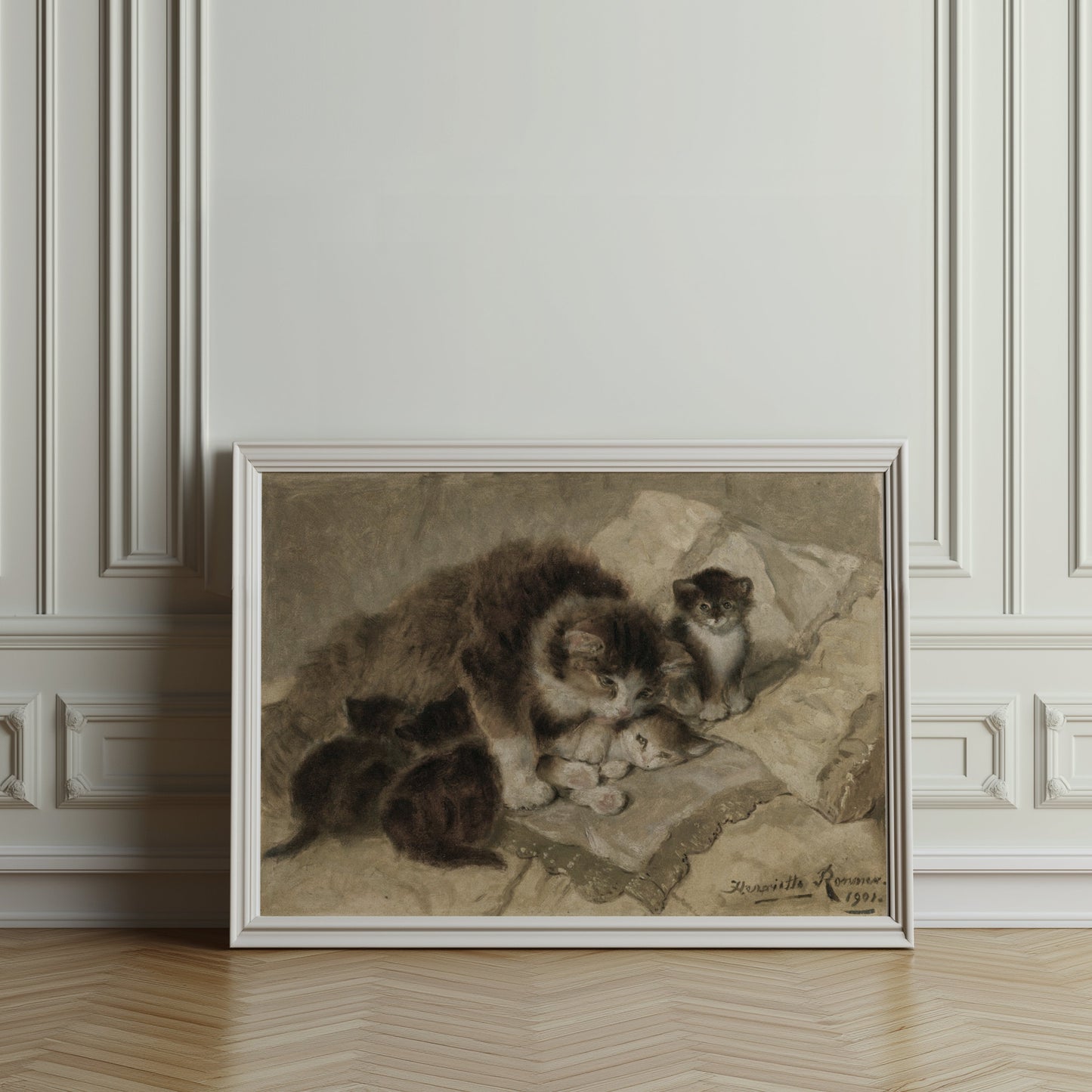 Premium Poster of Vintage Artwork of Cats with Kittens from 1901 Posters