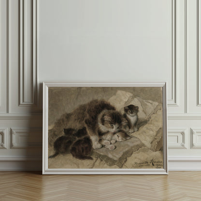 Premium Poster of Vintage Artwork of Cats with Kittens from 1901 Posters
