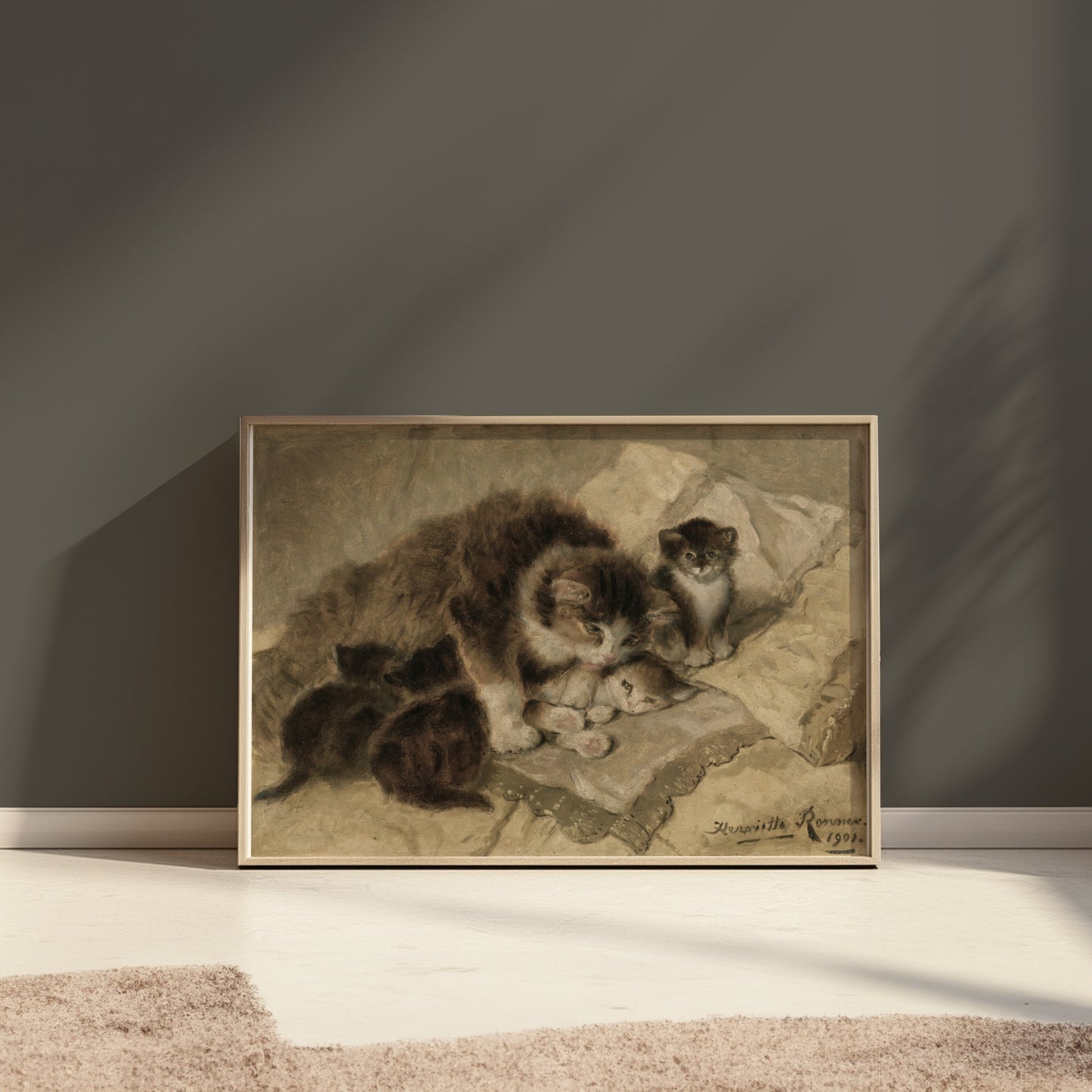 Premium Poster of Vintage Artwork of Cats with Kittens from 1901 Posters