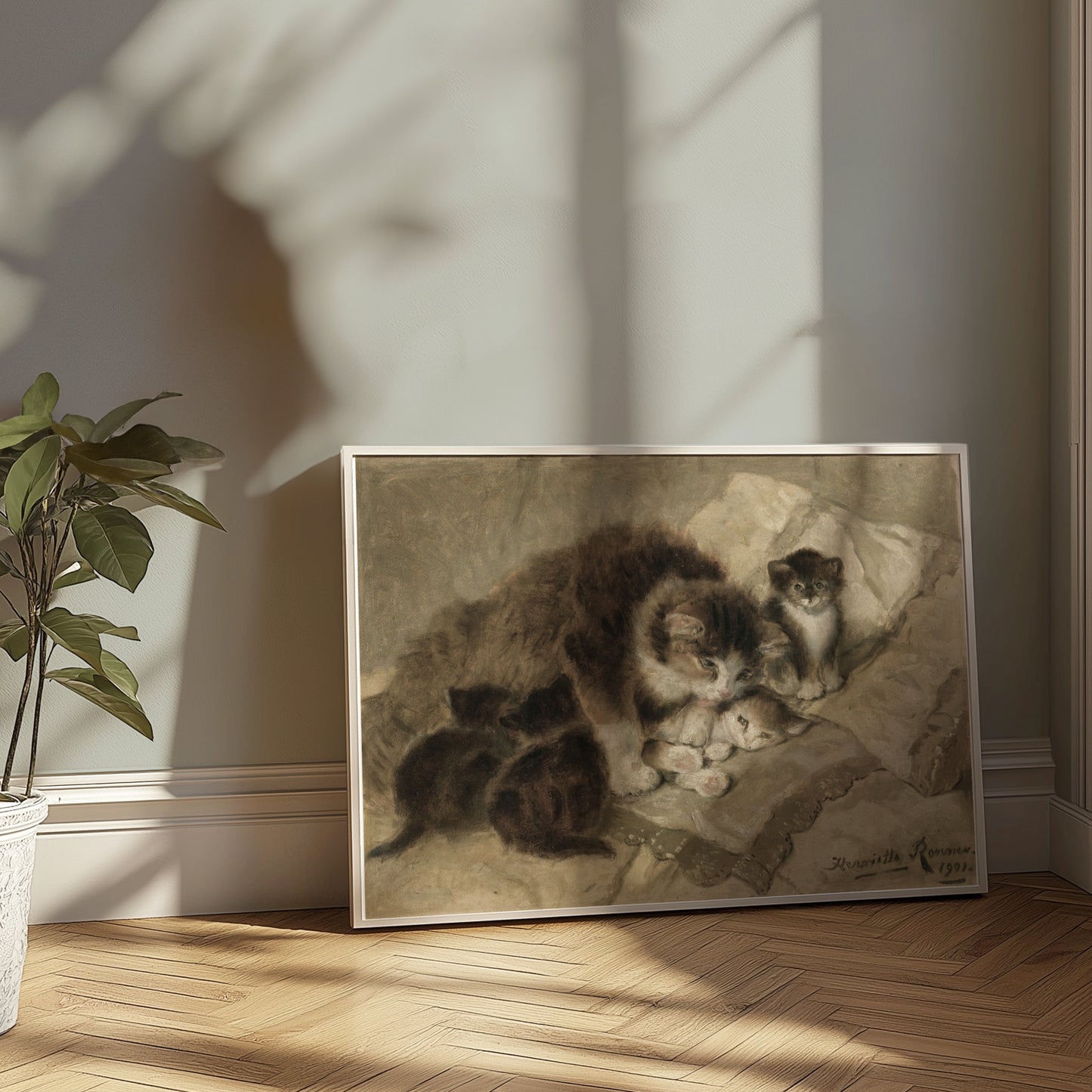 Premium Poster of Vintage Artwork of Cats with Kittens from 1901 Posters